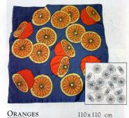 Gutta Tuch Orangen, P5, Schw. Kontur, 90x90 cm